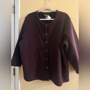 Vintage L.L. Bean Rich Burgundy Button-Up Cardigan, 2XL